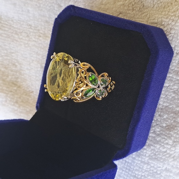Ouro Verde Quartz & Chrome Diopside Ring. - Picture 8 of 10